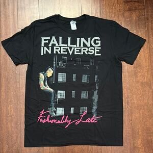 Falling in Reverse Black Graphic T-Shirt, Fashionably Late, Size Large, NWOT